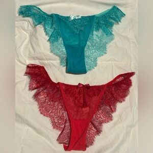 Victoria's Secret Red and Teal Lace Panties